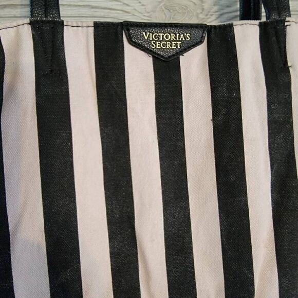 Victoria's Secret Baby Pink and Black Striped Tote - Picture 2 of 7
